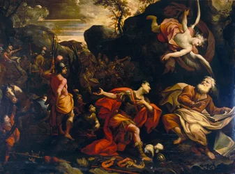 Abraham offrant à Melchisédech une dîme des dépouilles après la victoire sur les peuples de la vallée de Shavé
